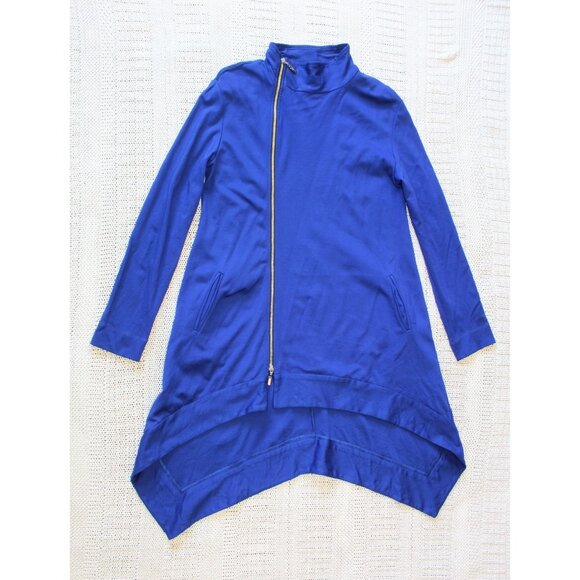 Joseph Ribkoff Midi Dress Royal Sapphire Zip up Pockets Size 10 US asymmetrical - Picture 1 of 7